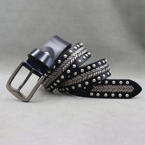 Ceinture en cuir véritable cloutée style rock - vue 9