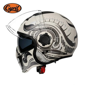 Casque moto modulable rétro noir avec double écran - vue - vue 13