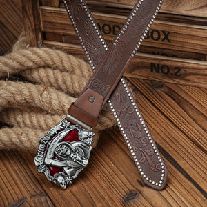 Ceinture simili cuir marron style western rétro - vue 5