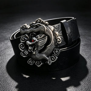 Ceinture gothique noire à boucle lion araignée et serpent - vue 10