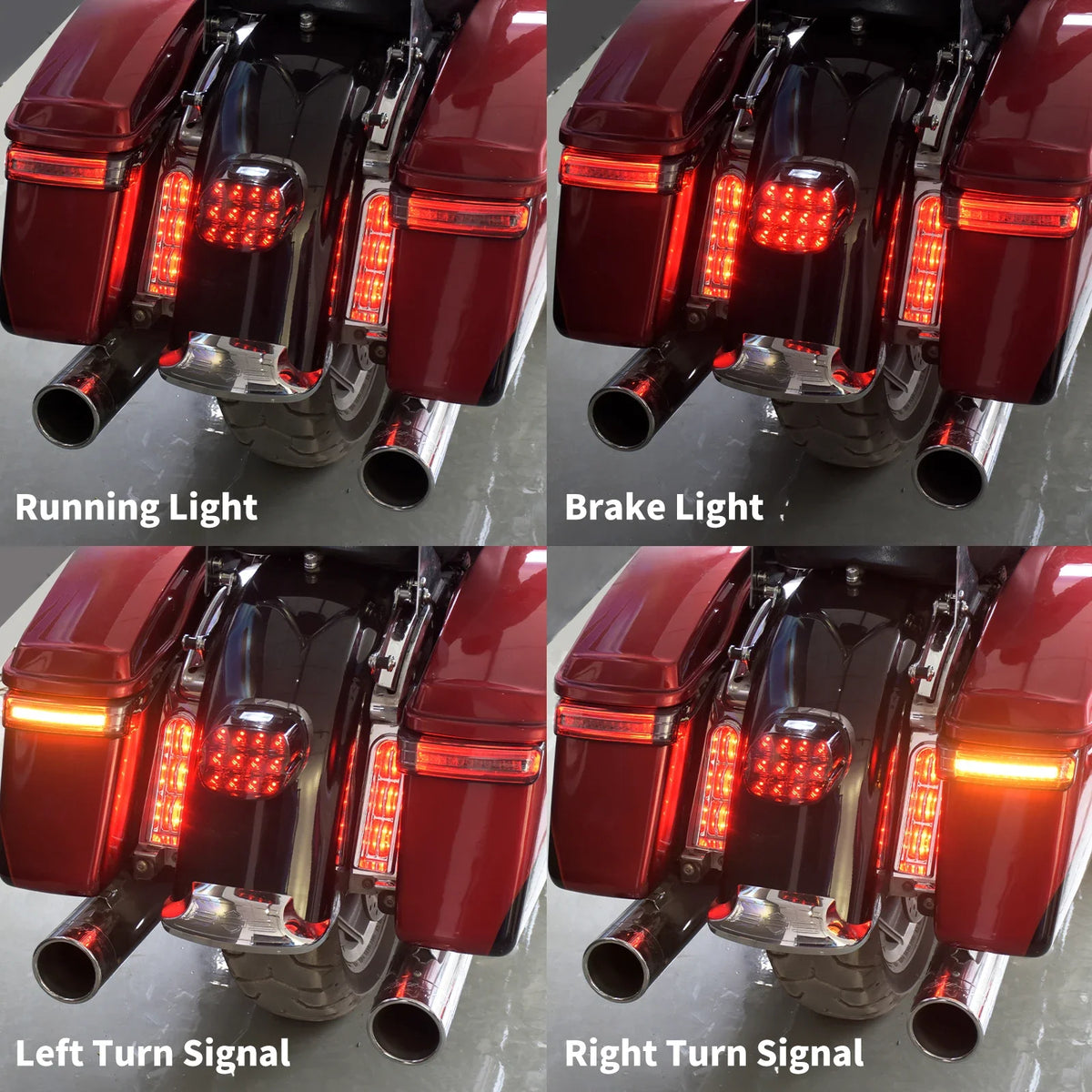 Feux LED de sacoche arrière (position/stop/clignotant) pour Harley-Davidson Touring, Road King, Electra Glide, Street Glide, Road Glide FLTRX 1997 et plus – photo 2/10