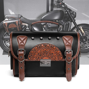 Sacoche de selle moto bicolore avec gaufrage mandala pour Harley-Davidson Sportster - vue 6