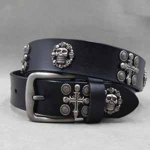 Ceinture en cuir véritable cloutée style rock - vue 18