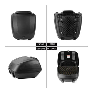 Top case moto noir étanche avec dossier passager et serrure - vue 3