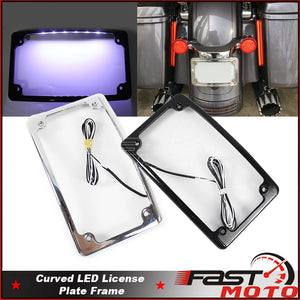 Encadrement de plaque d'immatriculation chromé avec éclairage LED pour moto - vue 1