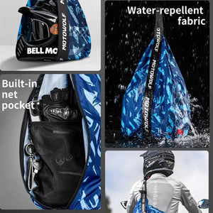 Sac à dos porte-casque vert armée pour moto - vue 4