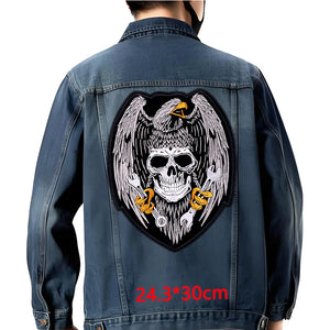 Grand écusson dorsal brodé style biker moto pour blouson - vue 26