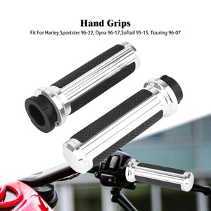 Poignées de Guidon CNC 25mm (1") Noir/Chrome - Harley-Davidson Sportster, Touring, Softail, Dyna & V-Rod – photo 7/8