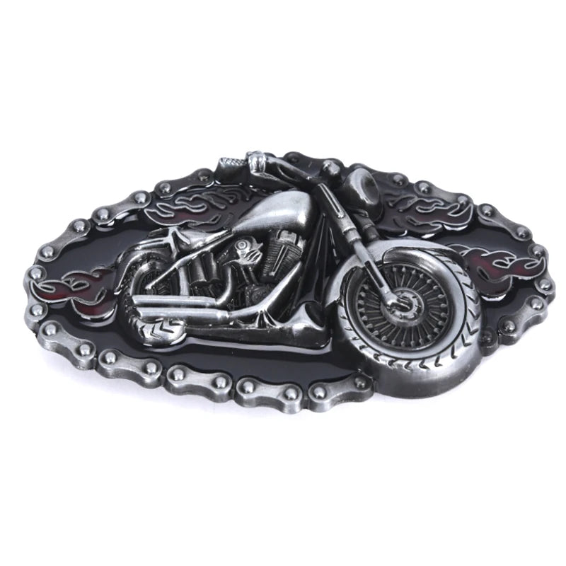 Boucle de ceinture métallique vintage motif motard cowboy - vue 2