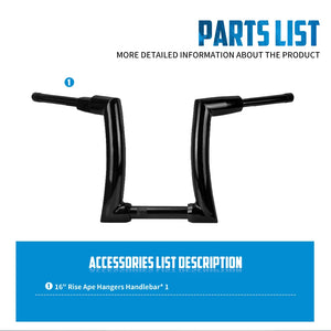 Guidon ape hanger fat bar pour Harley Softail, Dyna, Sportster et Touring - vue 4