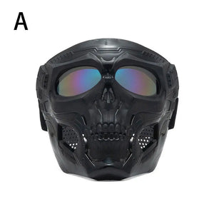Masque de moto tête de mort rétro noir style biker - vue 7