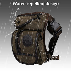 Sacoche de cuisse en toile marron pour moto - vue de face - vue 2