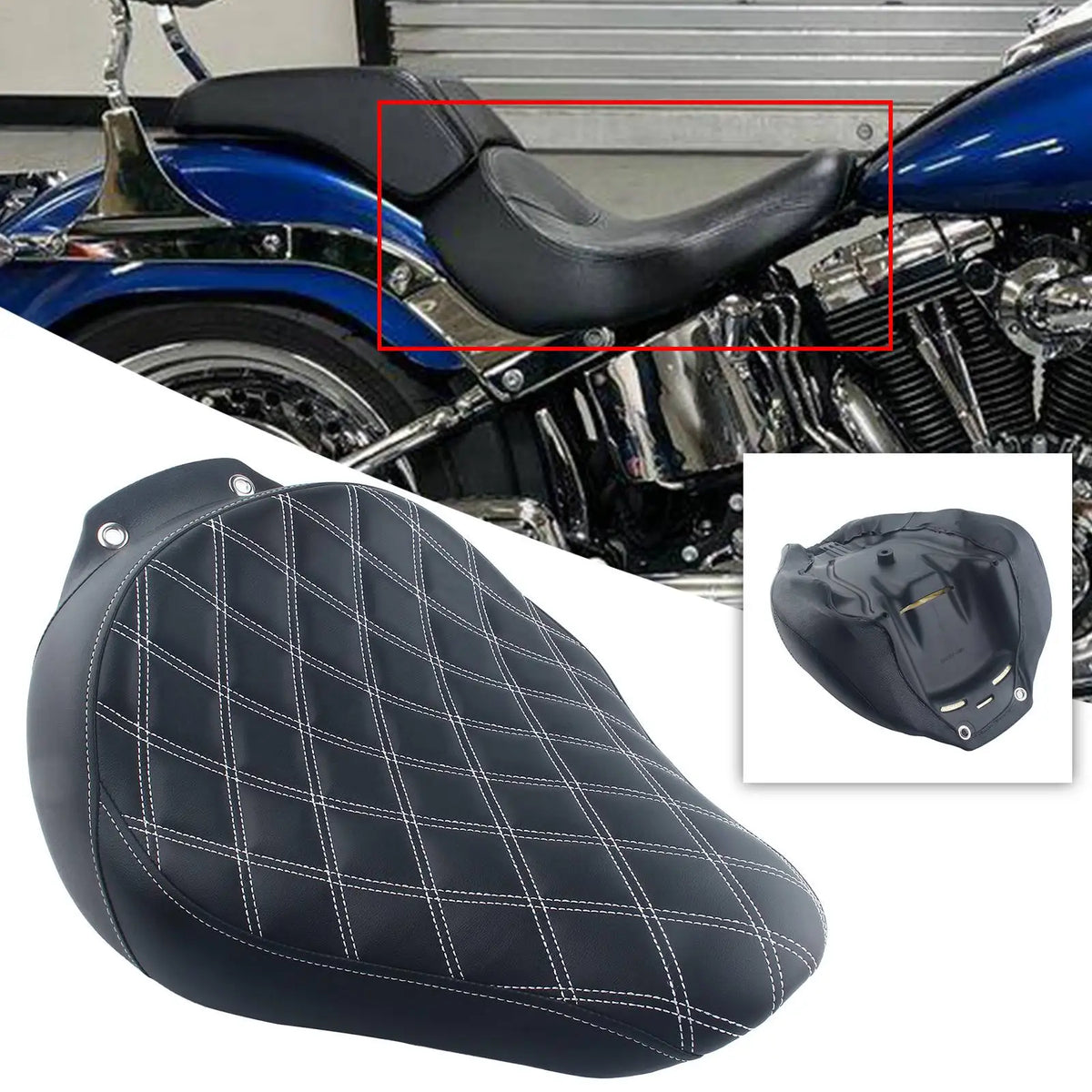 Selle solo avant en similicuir pour Harley-Davidson Fat Boy FLSTF (2007-2017)