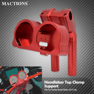 Support de Guidon Rouge avec Fixation Instruments - Harley-Davidson Touring Road Glide 2015-2023 – photo 1/8
