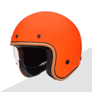 Casque moto jet rétro violet avec visière intégrée - vue 7