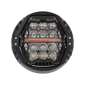 Phare LED rond noir 7 pouces monté sur une Harley-Davidson Dyna - vue 3