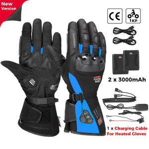 Gants moto chauffants noirs - vue sur main - vue 10