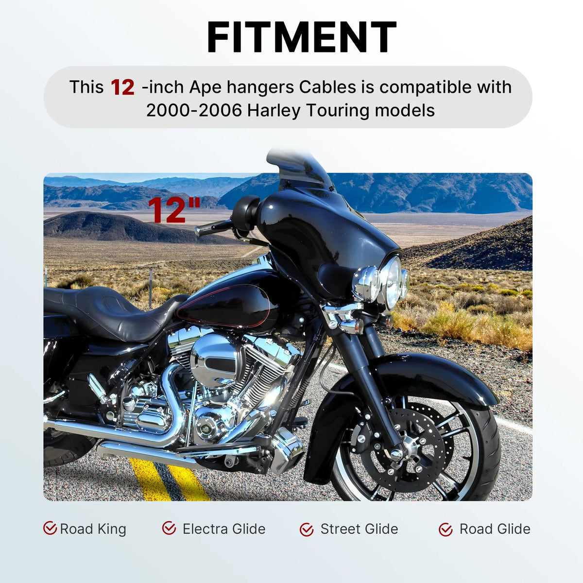 Kit de Câbles Rallongés pour Guidon - Harley-Davidson Touring 2000-2006 (Sans ABS, Sans Régulateur de Vitesse) – photo 2/12