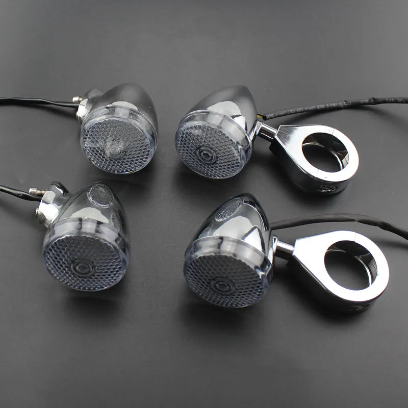 Kit clignotants LED bullet chromés pour Harley fourche 41 mm - vue 2