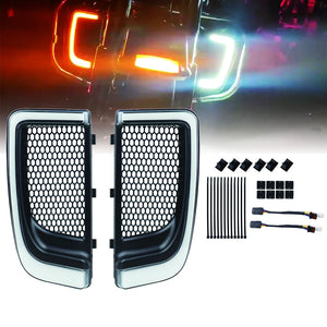 Grille de carénage bas argentée avec LED intégrée sur une Harley-Davidson Touring - vue 1