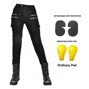 Pantalon moto femme double zip, protections genoux et hanches - vue 16