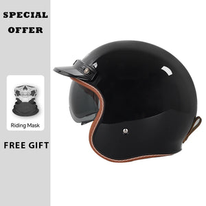 Casque jet vintage style rétro ouvert - vue - vue 3