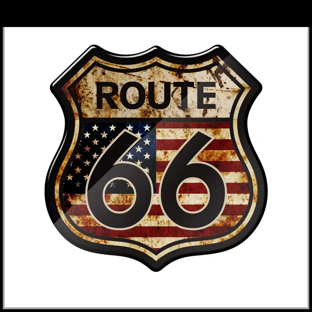 Autocollant 3D Route 66 sur réservoir de Harley Touring - vue 2