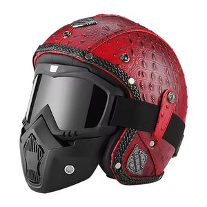 Casque Moto Vintage Ouvert en Cuir PU - Style Café Racer - vue 7