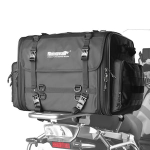 Sac de bagagerie moto Rhinowalk noir extensible, monté sur porte-bagages - vue 2