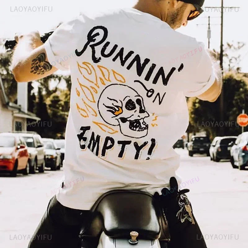T-shirt homme coton motard tête de mort humoristique - vue 2