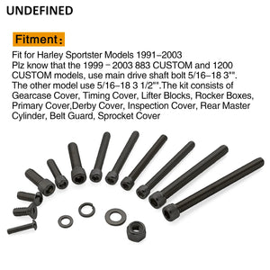 Kit de visserie de carters moteur inox pour Harley Sportster - vue 1