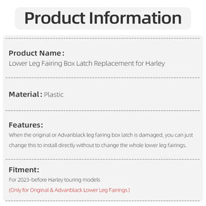 Serrure de Boîte de Carénage Inférieur (Remplacement) pour Harley Touring, CVO, Ultra Limited – photo 6/7
