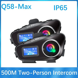 Kit intercom Bluetooth Q58-MAX fixé sur casque moto - vue 1