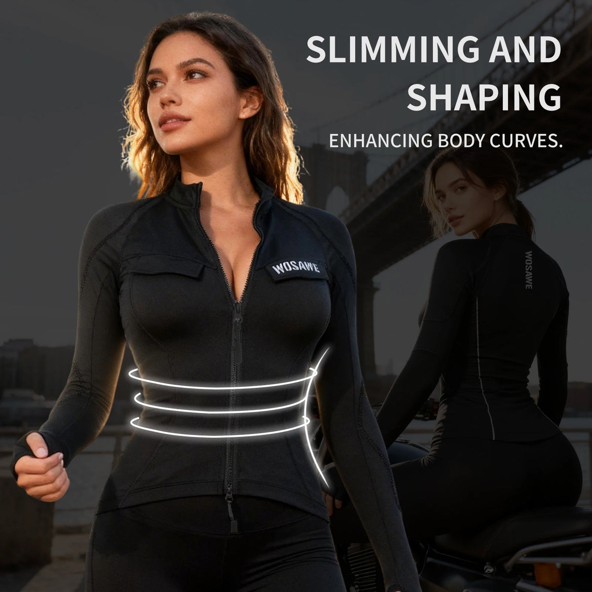 Veste moto femme WOSAWE en mesh respirant coupe ajustée - vue 2