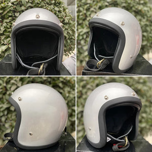 Casque moto rétro compact noir style japonais - vue de trois quarts - vue 3
