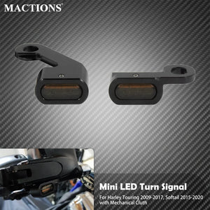 Mini Clignotants LED Homologués E-Mark, Verre Fumé - Harley-Davidson Touring 2009-2017, Softail 2015-2023 (embrayage mécanique) – photo 1/7