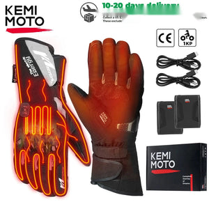 Gants moto chauffants noirs - vue sur main - vue 1