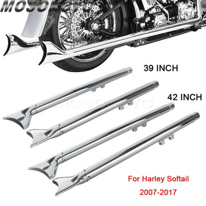Silencieux queue de poisson chromés pour Harley Softail 2007-2017 - vue 2