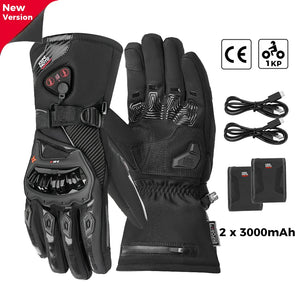 Gants moto chauffants noirs - vue sur main - vue 23