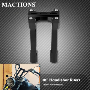 Rehausseurs de guidon (risers) 10'' noirs - Harley Sportster XL883, Touring, Street Road Glide, Road King, Dyna, Softail Fatboy – photo 1/6