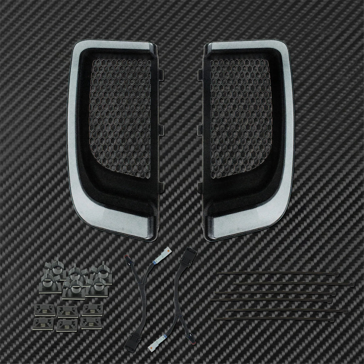 Grille inférieure de carénage LED noire avec clignotant pour Harley Touring - vue 2