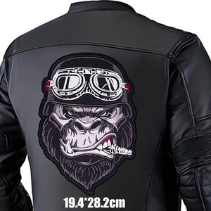 Écusson brodé motif tête de mort motard sur fond noir - vue de face - vue 44