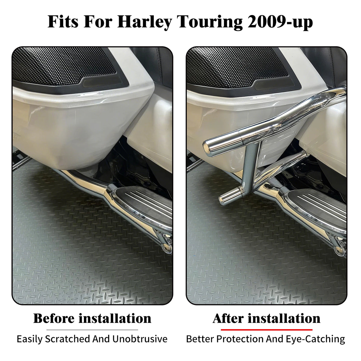 Barres de protection chromées pour sacoches de Harley-Davidson Touring - vue 2