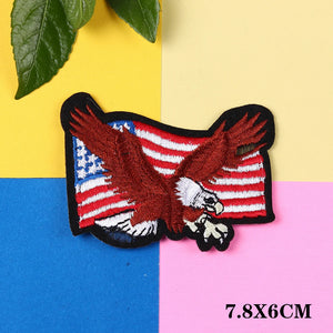Grand écusson brodé aigle doré drapeau USA pour blouson moto - vue 8