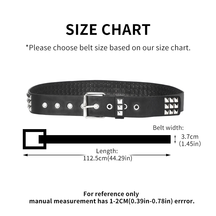 Ceinture noire à rivets style punk rock Y2K - vue 2