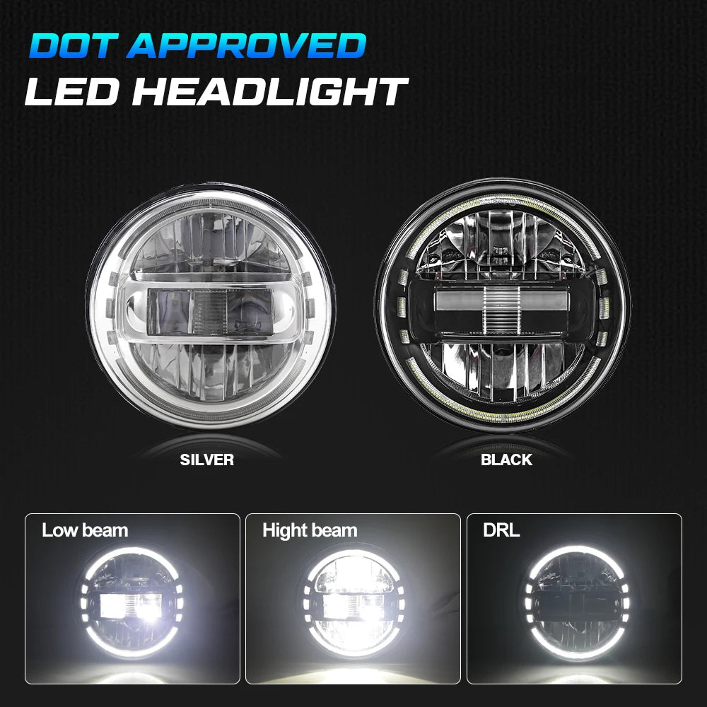 Phare LED projecteur noir monté sur une Harley-Davidson Touring - vue 2