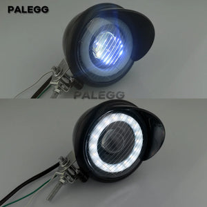 Phare LED rond à visière pour Harley bobber chopper - vue 4