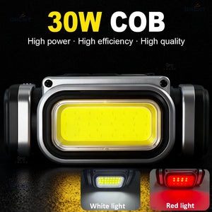 Lampe frontale LED COB 30W rechargeable, détecteur de mouvement, batterie 18650 – photo 2/10