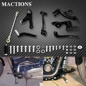 Kit repose-pieds pour commandes avancées en aluminium billette et acier, finition noire pour Harley-Davidson Softail Street Bob, Low Rider FXBB 2018-2025 – photo 1/7