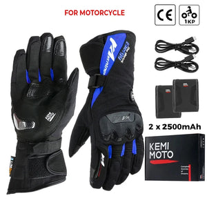Gants moto chauffants noirs - vue sur main - vue 18